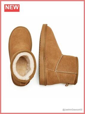 Suede Ankle Winter Boots Fur Lined Slip-On Snow Booties